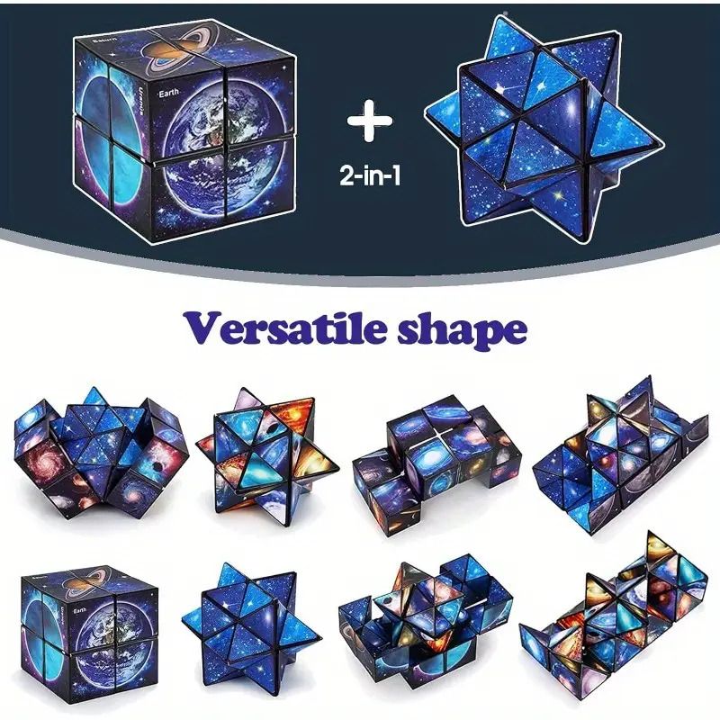 Magic Infinite Cosmic Cube  Infinity Cube Fidget Toy Educational Star Cube Toy Changeable Cubes  Fidget AntiStress Flip Cubic Puzzle Toys for Birthday Presents Gift