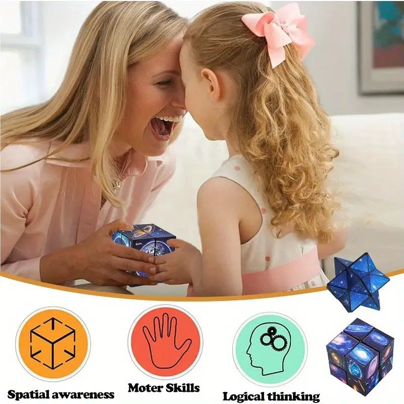 Magic Infinite Cosmic Cube  Infinity Cube Fidget Toy Educational Star Cube Toy Changeable Cubes  Fidget AntiStress Flip Cubic Puzzle Toys for Birthday Presents Gift