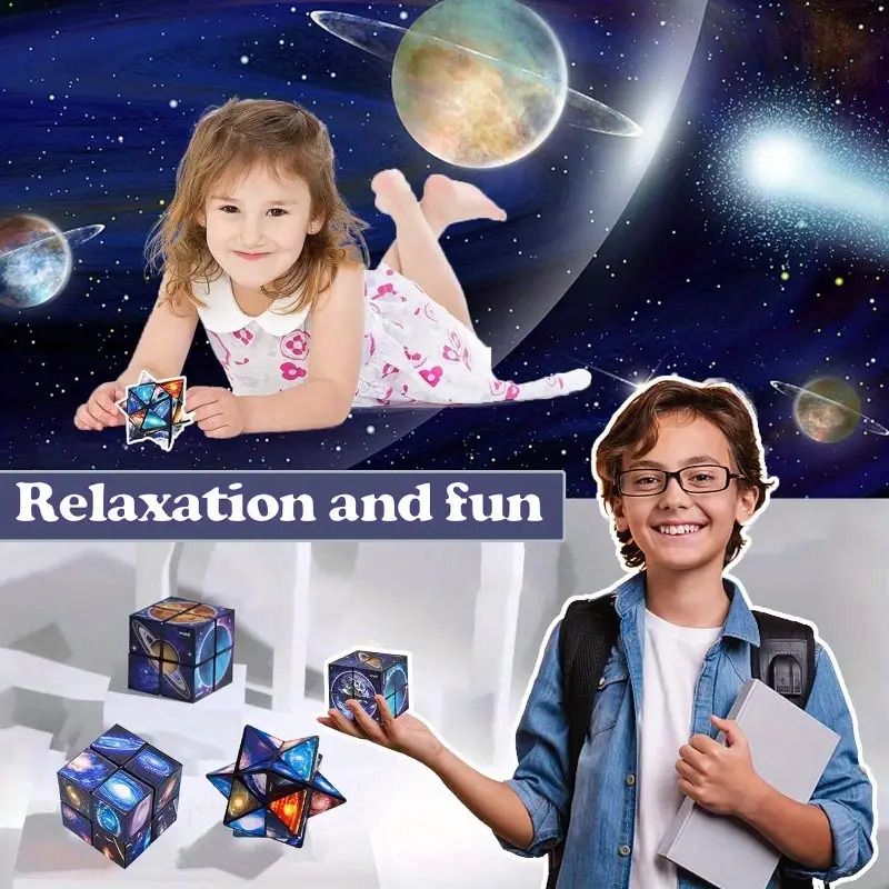 Magic Infinite Cosmic Cube  Infinity Cube Fidget Toy Educational Star Cube Toy Changeable Cubes  Fidget AntiStress Flip Cubic Puzzle Toys for Birthday Presents Gift