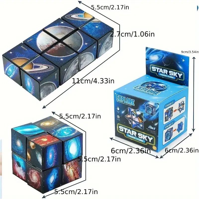 Magic Infinite Cosmic Cube  Infinity Cube Fidget Toy Educational Star Cube Toy Changeable Cubes  Fidget AntiStress Flip Cubic Puzzle Toys for Birthday Presents Gift