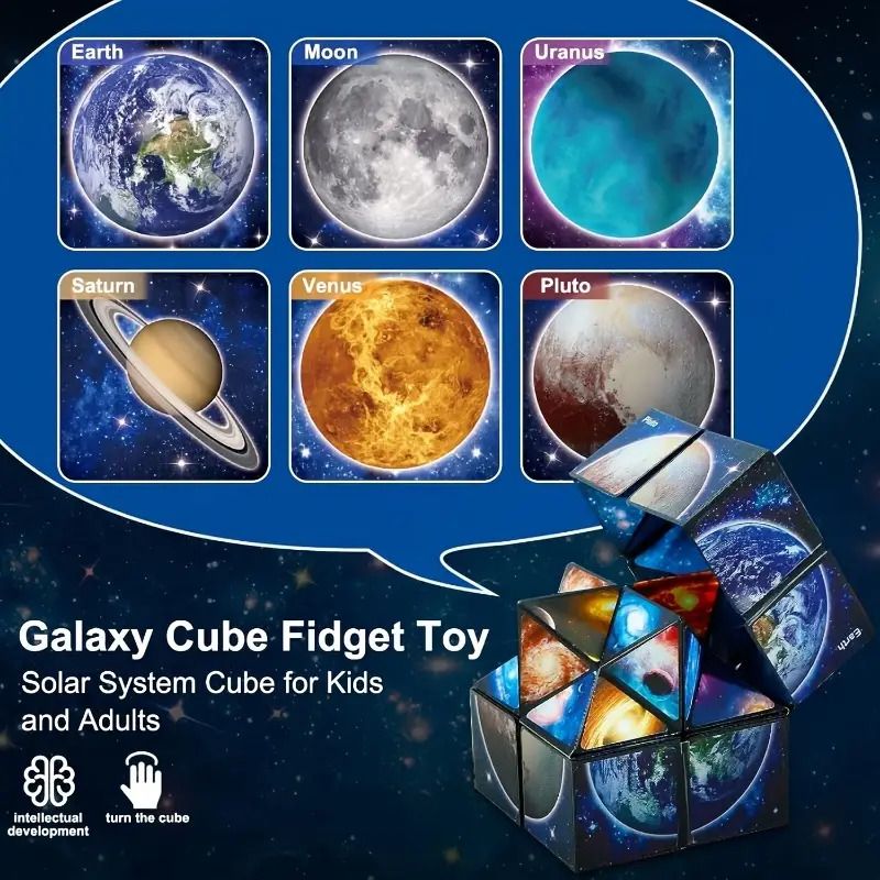 Magic Infinite Cosmic Cube  Infinity Cube Fidget Toy Educational Star Cube Toy Changeable Cubes  Fidget AntiStress Flip Cubic Puzzle Toys for Birthday Presents Gift