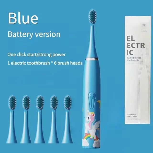 Colorful Cute Cartoon Design Ultrasonic Electric Toothbrush Slim Smart Kids Electric Toothbrush With Replacement Heads