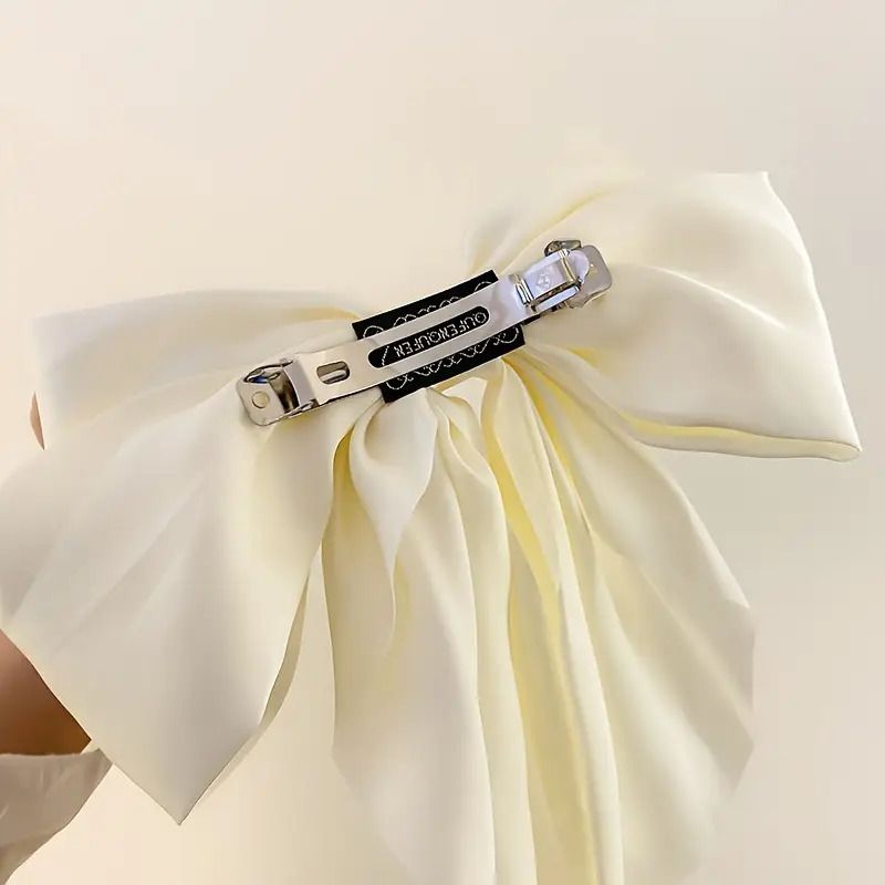 Elegant Large Bow Ribbon Hair Clip For Women Girl Sweet Headbands Soft Satin Hairpin Hairgrip Fashion Hair Accessories Solid Color Ponytail Clip