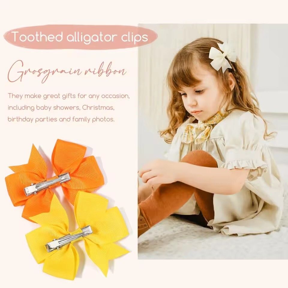 20pcs Random Color Bow Hair Clip Sets Simple Holiday Hair Clip Baby Girls Hair Accessories