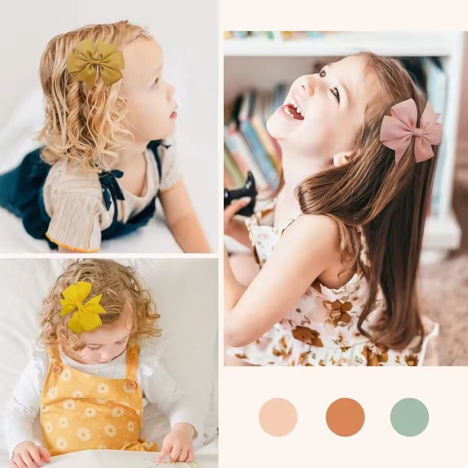 20pcs Random Color Bow Hair Clip Sets Simple Holiday Hair Clip Baby Girls Hair Accessories