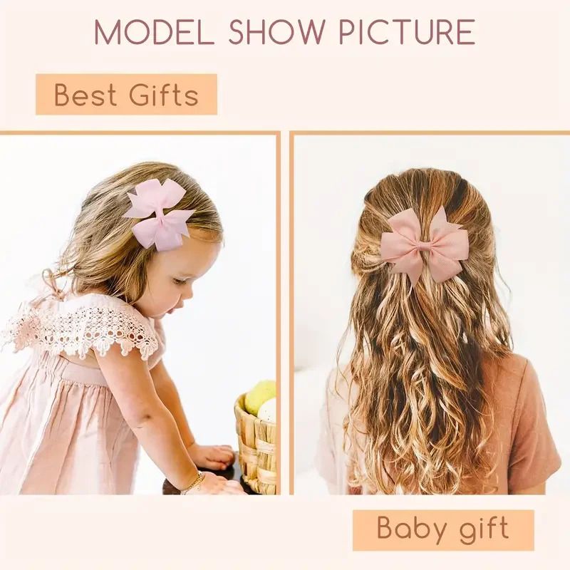 20pcs Random Color Bow Hair Clip Sets Simple Holiday Hair Clip Baby Girls Hair Accessories