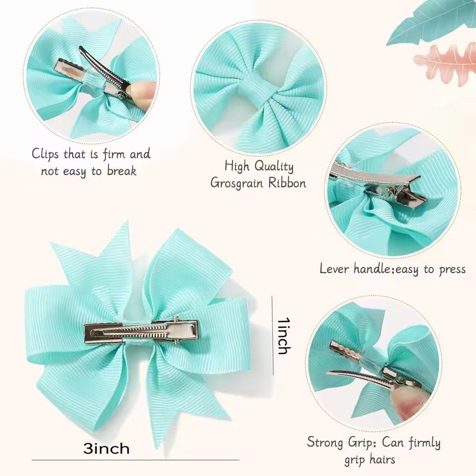 20pcs Random Color Bow Hair Clip Sets Simple Holiday Hair Clip Baby Girls Hair Accessories