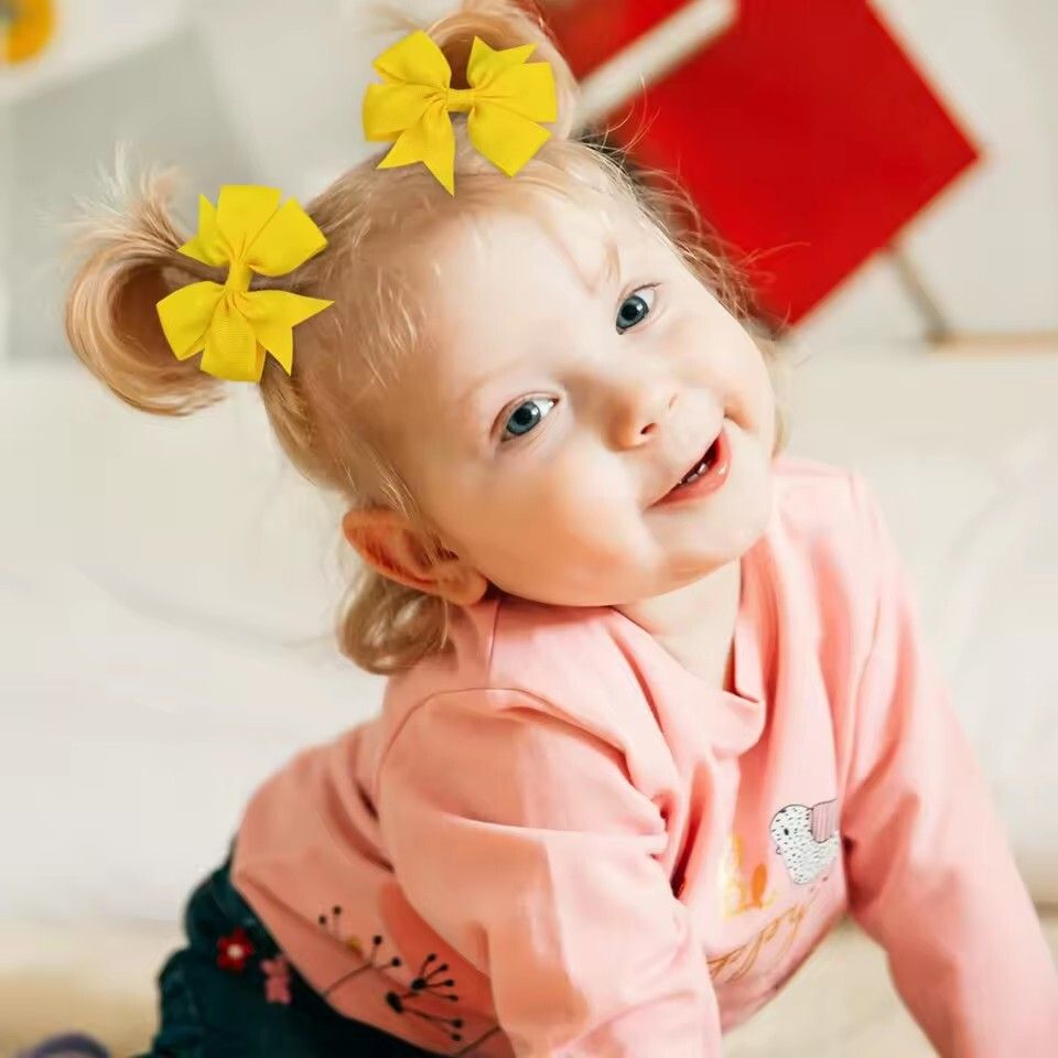 20pcs Random Color Bow Hair Clip Sets Simple Holiday Hair Clip Baby Girls Hair Accessories