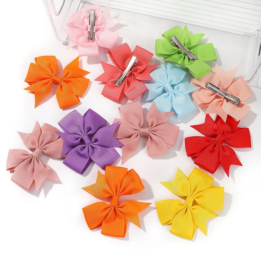 20pcs Random Color Bow Hair Clip Sets Simple Holiday Hair Clip Baby Girls Hair Accessories