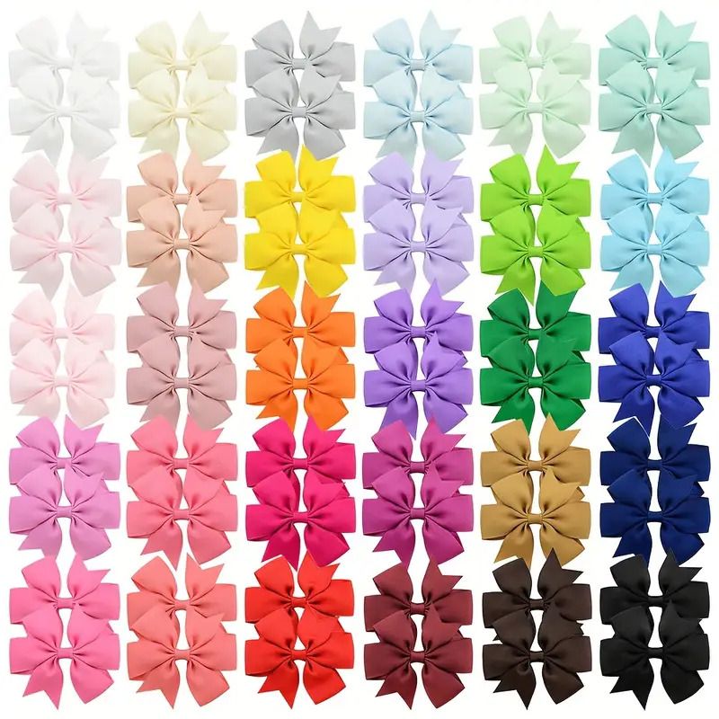 20pcs Random Color Bow Hair Clip Sets Simple Holiday Hair Clip Baby Girls Hair Accessories