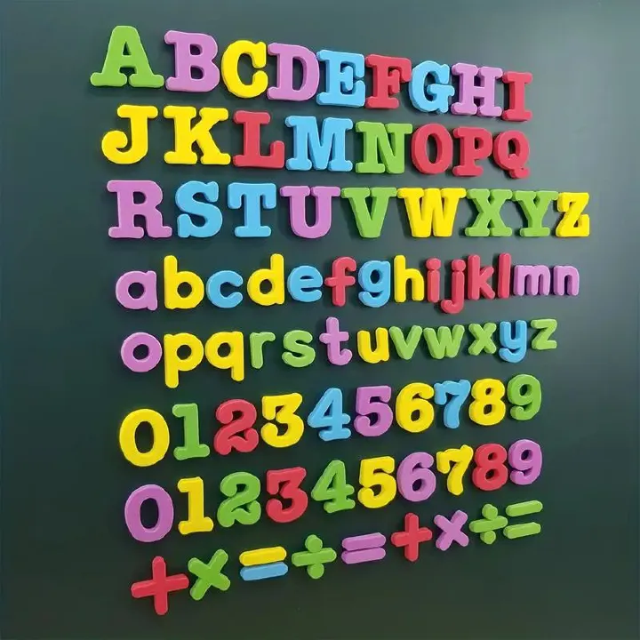 26-79pcs Magnetic Educational Stickers Magnetic Letters Numbers Alphabet ABC 123 Fridge Magnets Plastic Educational Preschool Learning Toy Set Uppercase Lowercase Math