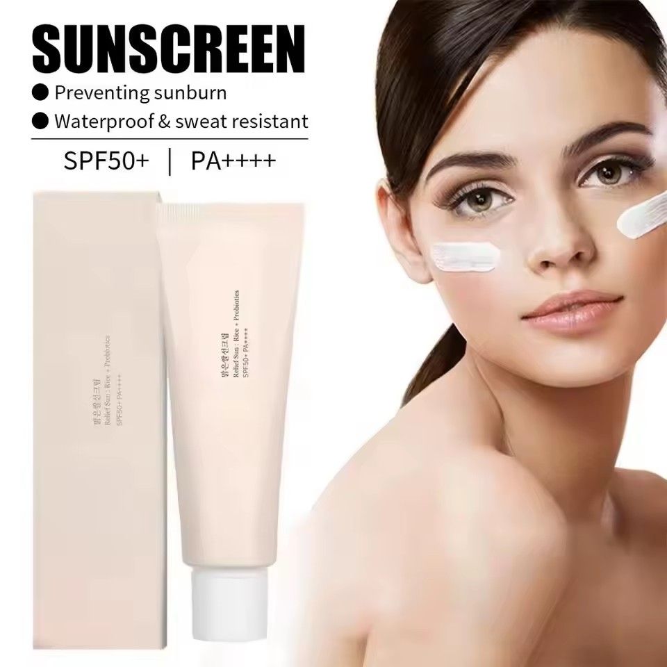 SPF50+ Sunscreen Korean Rice Probiotic Solar Blocker Skin Whitening Cream Anti UV Sun Block Facial Mild Moisturizer Serum 50ml
