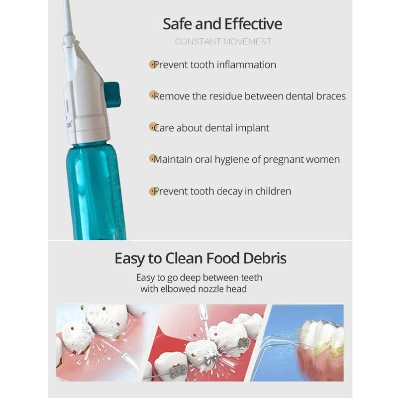 Household High Pressure Oral Irrigator Portable Teeth Clean Water Dental Floss Manual High Pressure Water Toothpick