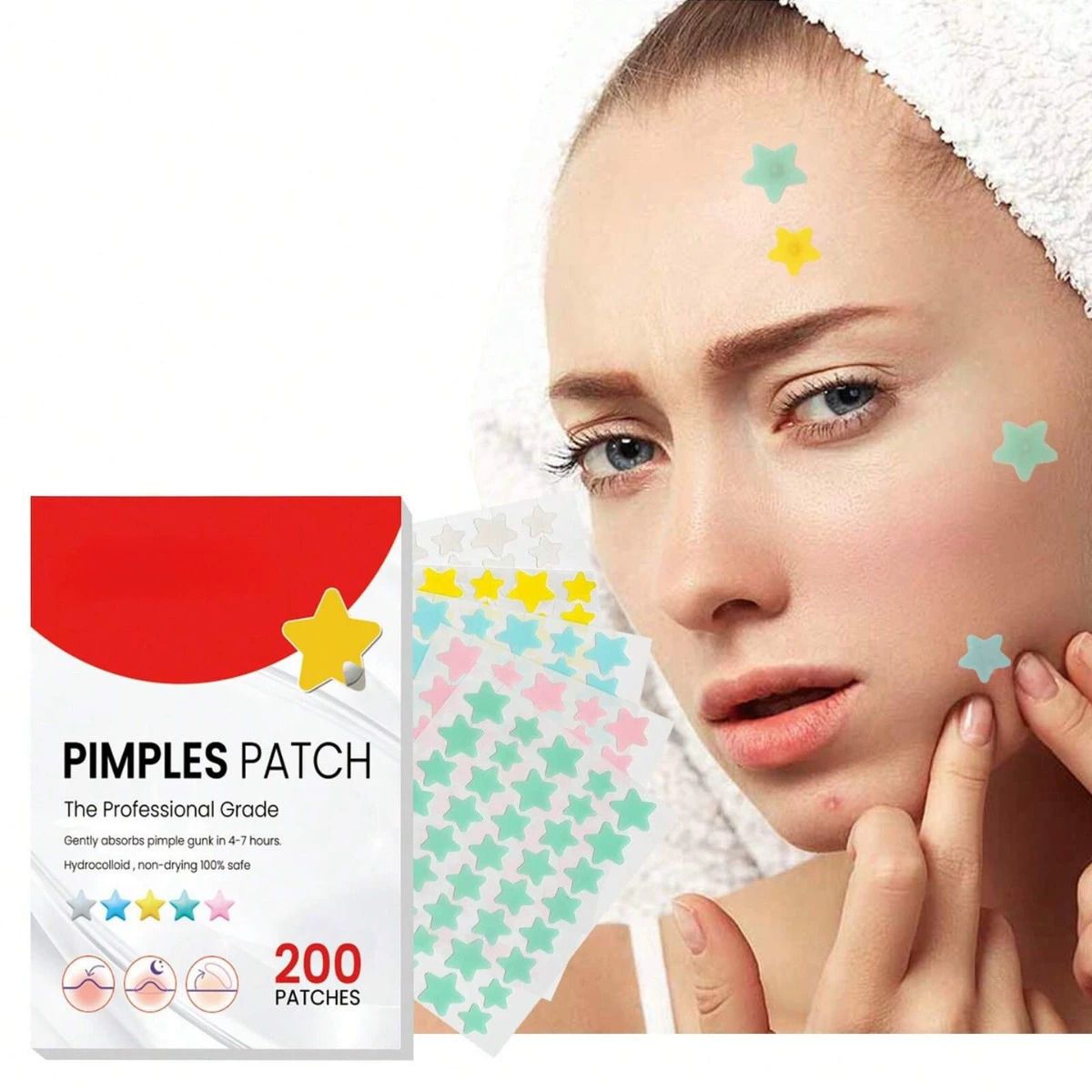 200pcs Repair Acne Patch Facial Skin Care Fade Blemishes Pimple Marks Closed Acne Blemishes Cover Acne Pimple Repair Patch