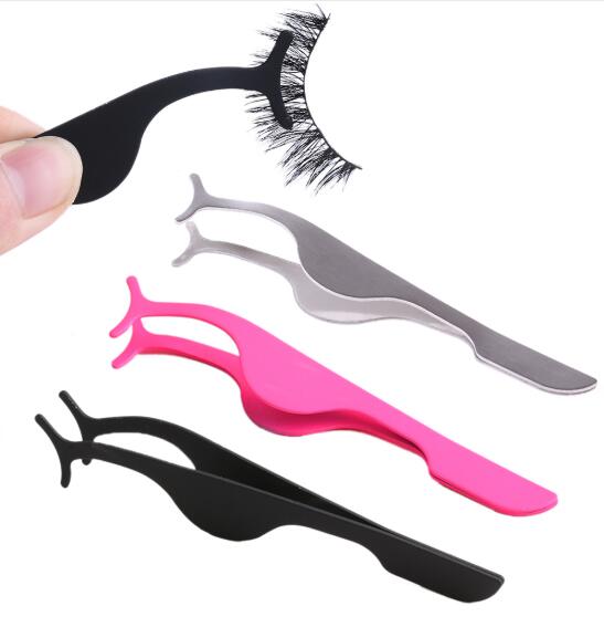 2pc False Eyelash Tweezers Fake Eye Lash Applicator Eyelash Extension Curler Nipper Auxiliary Clip Clamp Makeup Forceps Tools