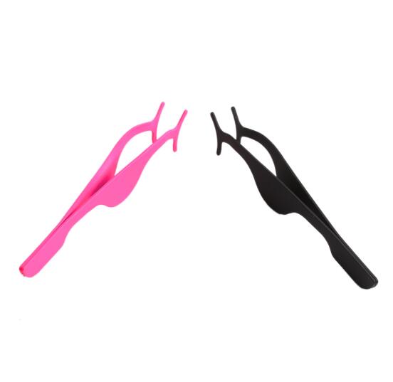 2pc False Eyelash Tweezers Fake Eye Lash Applicator Eyelash Extension Curler Nipper Auxiliary Clip Clamp Makeup Forceps Tools