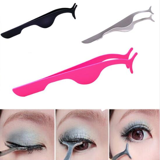 2pc False Eyelash Tweezers Fake Eye Lash Applicator Eyelash Extension Curler Nipper Auxiliary Clip Clamp Makeup Forceps Tools