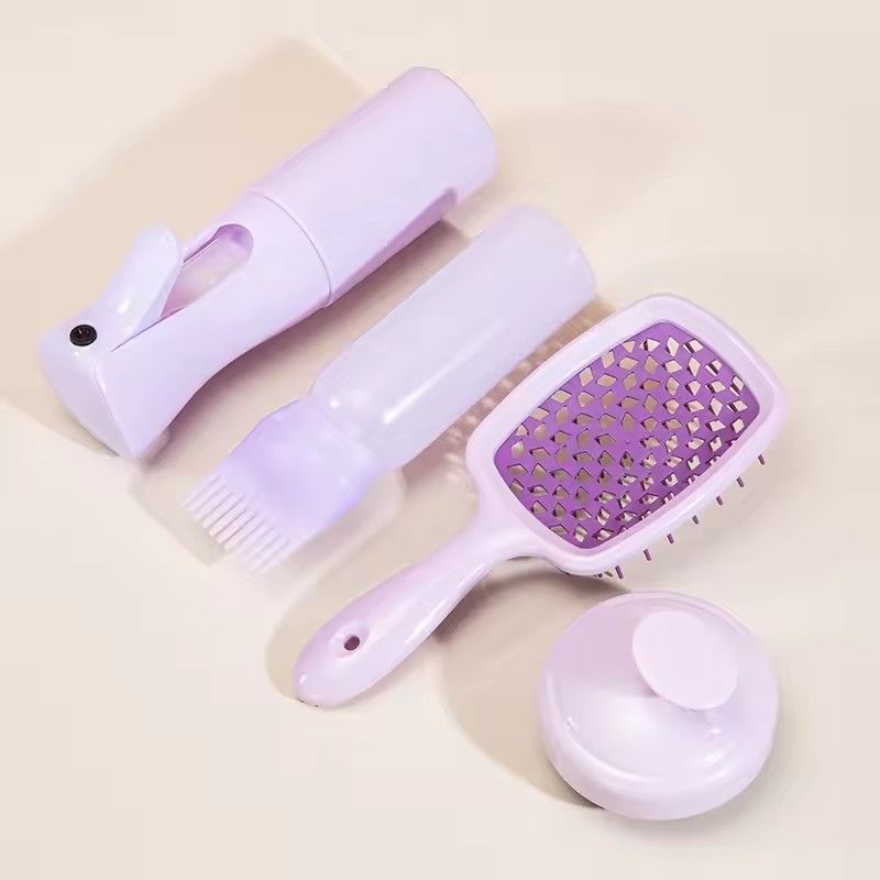 4Pcs Silicone Scalp Massage Comb Detangling Hair Brush Hairdressing Hair Dye Applicator Bottle Spray Bottle Barber Styling Tools