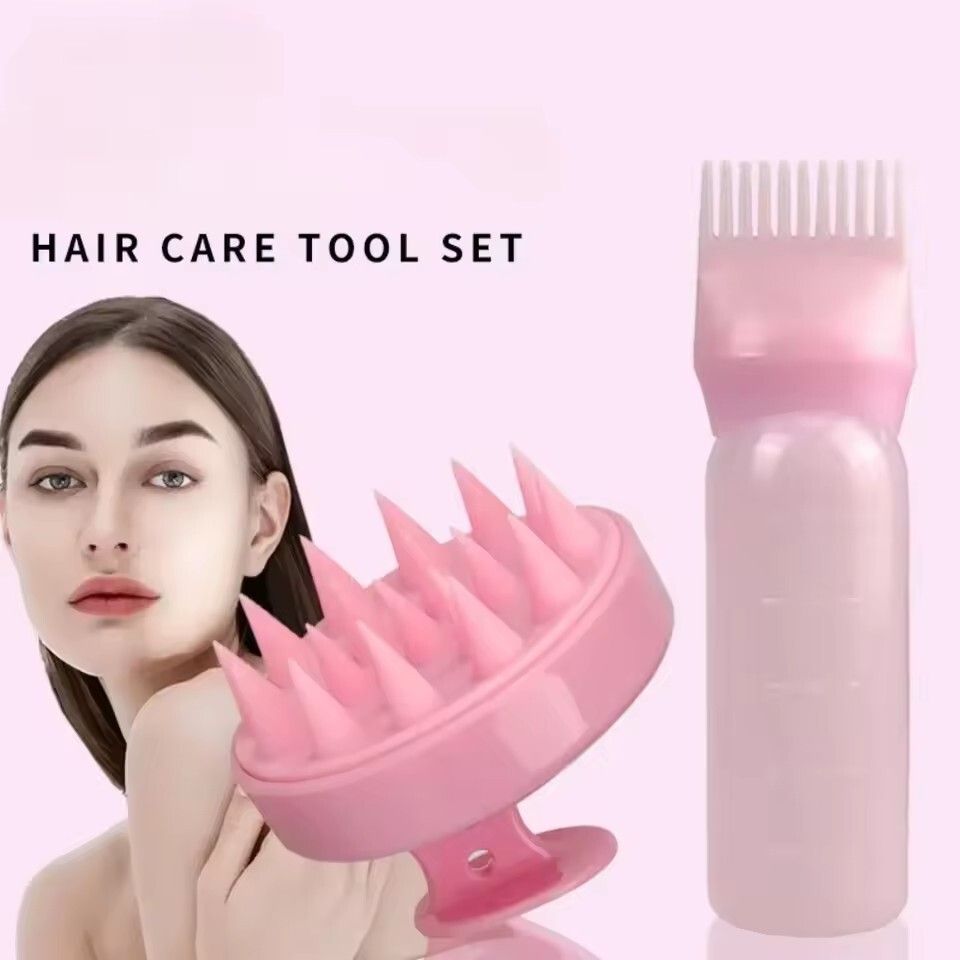 4Pcs Silicone Scalp Massage Comb Detangling Hair Brush Hairdressing Hair Dye Applicator Bottle Spray Bottle Barber Styling Tools