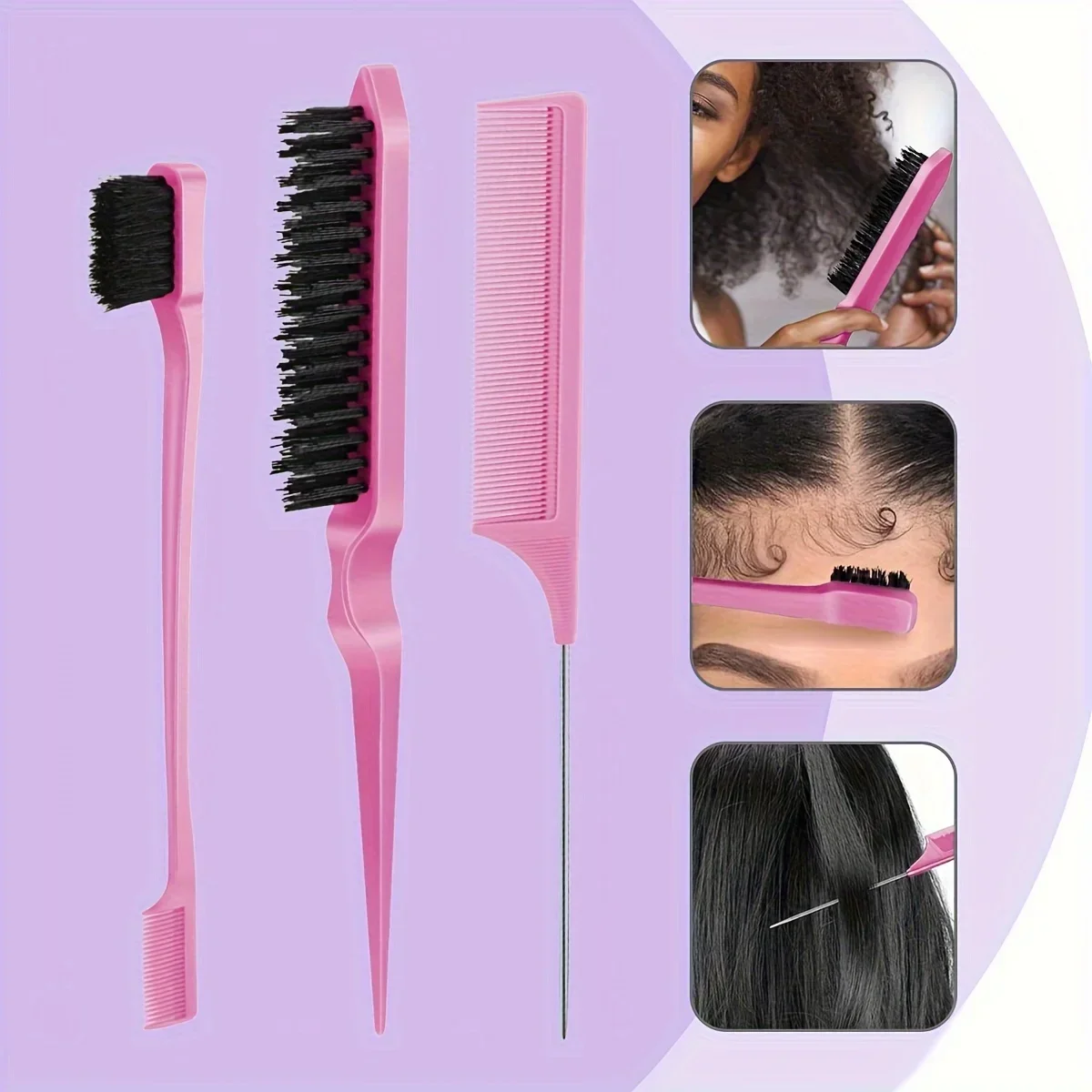 6pcs/Set Portable Spray Refillable Bottles Kit Hair Styling Set Spray Bottle Brush Comb Braiding Tool Rat Tail Comb Edge Control Brush Mist Sprayer For Hair Styling Cleaning