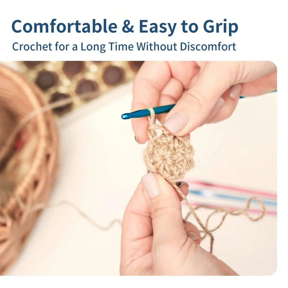 12pcs Crochet Hooks Set Metal Handle Knitting Needles for Arthritic Hands DIY Crochet Needles for Yarn Craft Nice Gift for Women