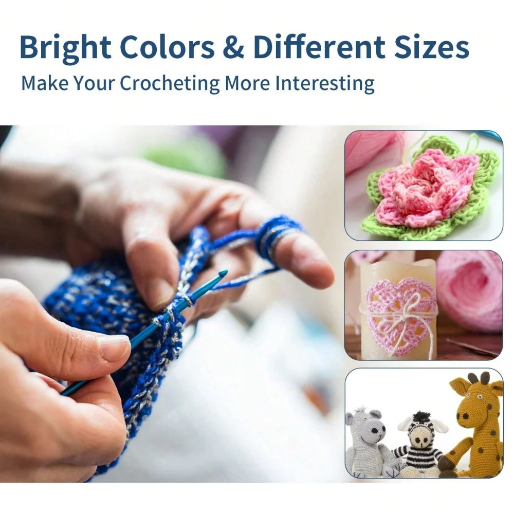 12pcs Crochet Hooks Set Metal Handle Knitting Needles for Arthritic Hands DIY Crochet Needles for Yarn Craft Nice Gift for Women