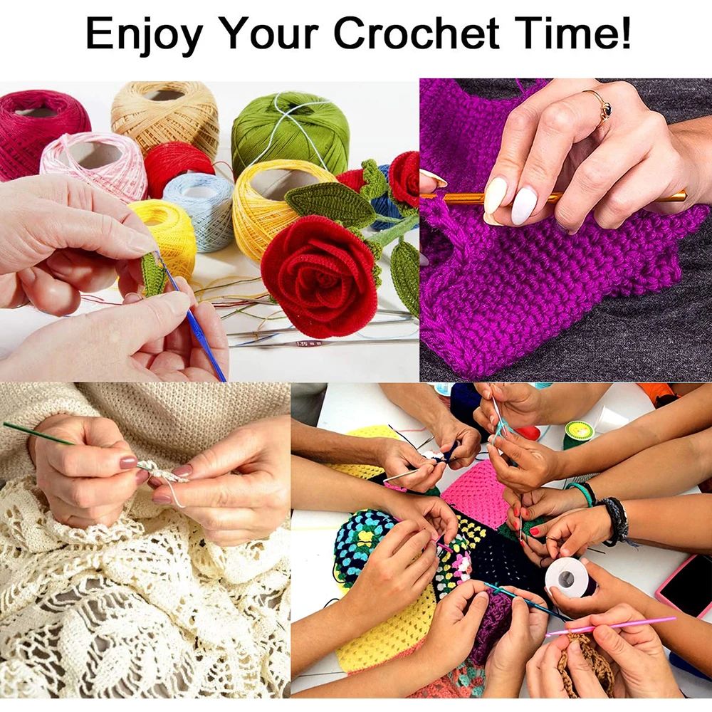 12pcs Crochet Hooks Set Metal Handle Knitting Needles for Arthritic Hands DIY Crochet Needles for Yarn Craft Nice Gift for Women