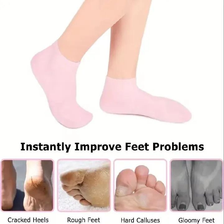 1Pair Silicone Socks Foot Spa Moisturizing Gel Sock Exfoliating and Preventing Dryness Cracked Foot Skin Care Anti Cracking Sock
