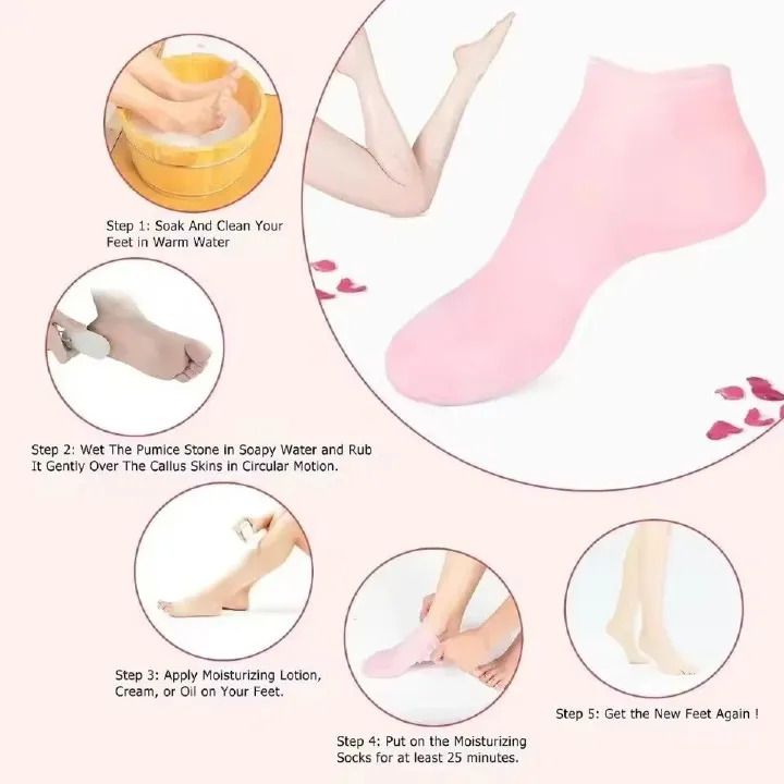 1Pair Silicone Socks Foot Spa Moisturizing Gel Sock Exfoliating and Preventing Dryness Cracked Foot Skin Care Anti Cracking Sock