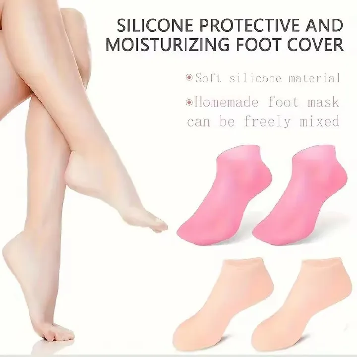 1Pair Silicone Socks Foot Spa Moisturizing Gel Sock Exfoliating and Preventing Dryness Cracked Foot Skin Care Anti Cracking Sock