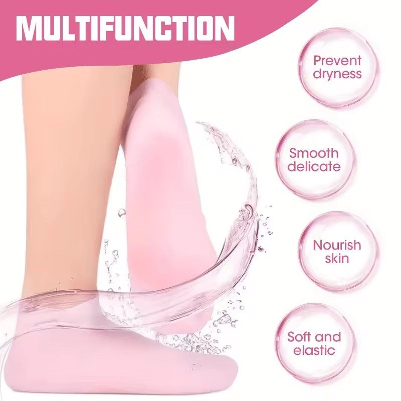 1Pair Silicone Socks Foot Spa Moisturizing Gel Sock Exfoliating and Preventing Dryness Cracked Foot Skin Care Anti Cracking Sock