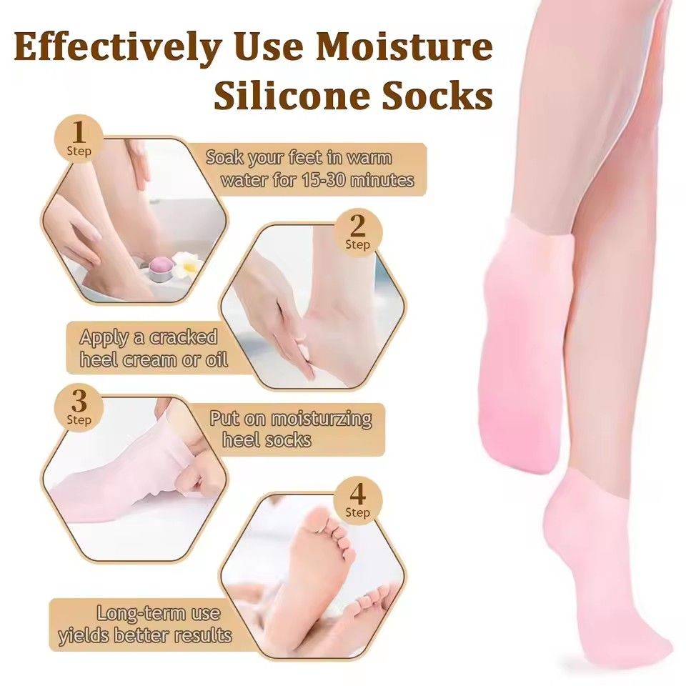 1Pair Silicone Socks Foot Spa Moisturizing Gel Sock Exfoliating and Preventing Dryness Cracked Foot Skin Care Anti Cracking Sock