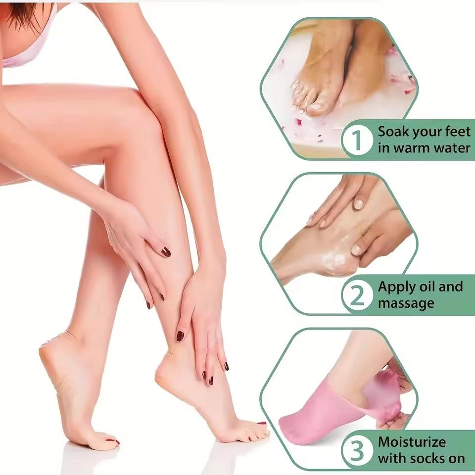 1Pair Silicone Socks Foot Spa Moisturizing Gel Sock Exfoliating and Preventing Dryness Cracked Foot Skin Care Anti Cracking Sock