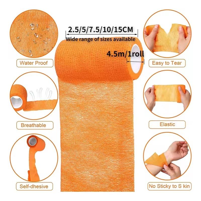 5Pcs Disposable Sports Bandage Elastic Elastoplast Self Adhesive Tape Protect Wrist Palm Finger Arm Shoulder Knee Ankle Pets Leg Tattoo Safety