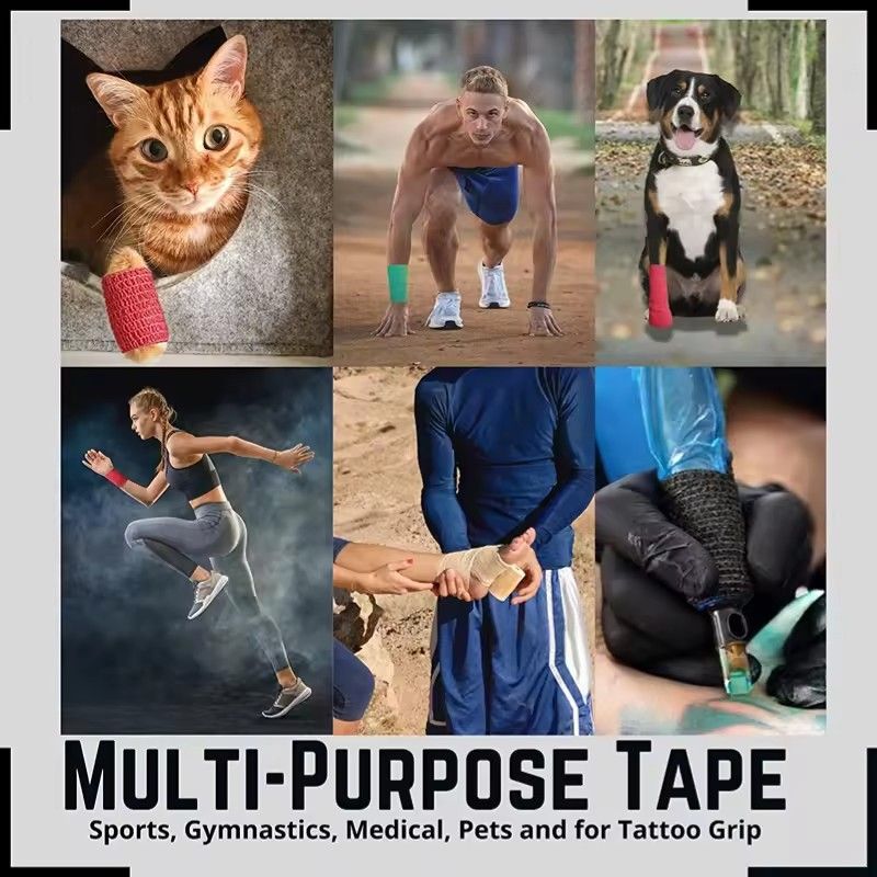 5Pcs Disposable Sports Bandage Elastic Elastoplast Self Adhesive Tape Protect Wrist Palm Finger Arm Shoulder Knee Ankle Pets Leg Tattoo Safety