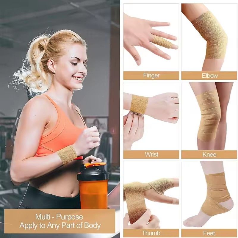 5Pcs Disposable Sports Bandage Elastic Elastoplast Self Adhesive Tape Protect Wrist Palm Finger Arm Shoulder Knee Ankle Pets Leg Tattoo Safety
