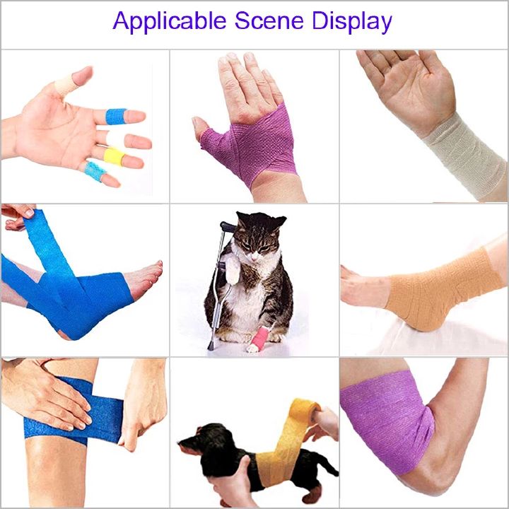 5Pcs Disposable Sports Bandage Elastic Elastoplast Self Adhesive Tape Protect Wrist Palm Finger Arm Shoulder Knee Ankle Pets Leg Tattoo Safety