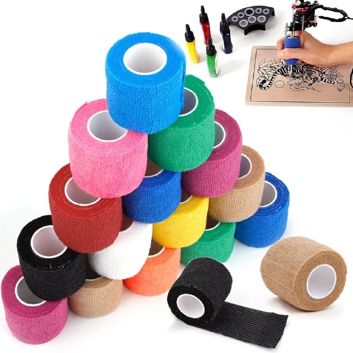 5Pcs Disposable Sports Bandage Elastic Elastoplast Self Adhesive Tape Protect Wrist Palm Finger Arm Shoulder Knee Ankle Pets Leg Tattoo Safety