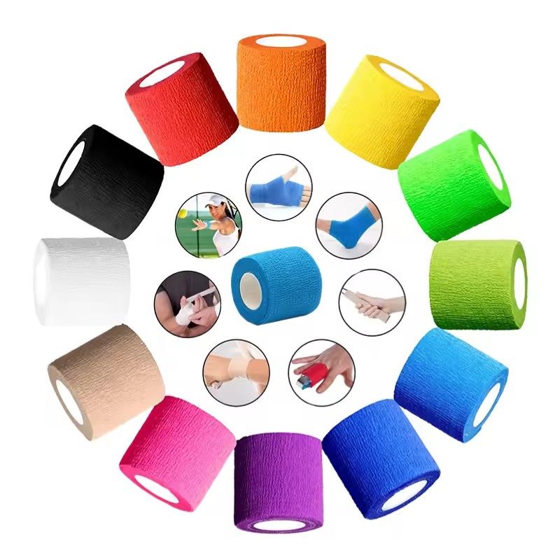 5Pcs Disposable Sports Bandage Elastic Elastoplast Self Adhesive Tape Protect Wrist Palm Finger Arm Shoulder Knee Ankle Pets Leg Tattoo Safety