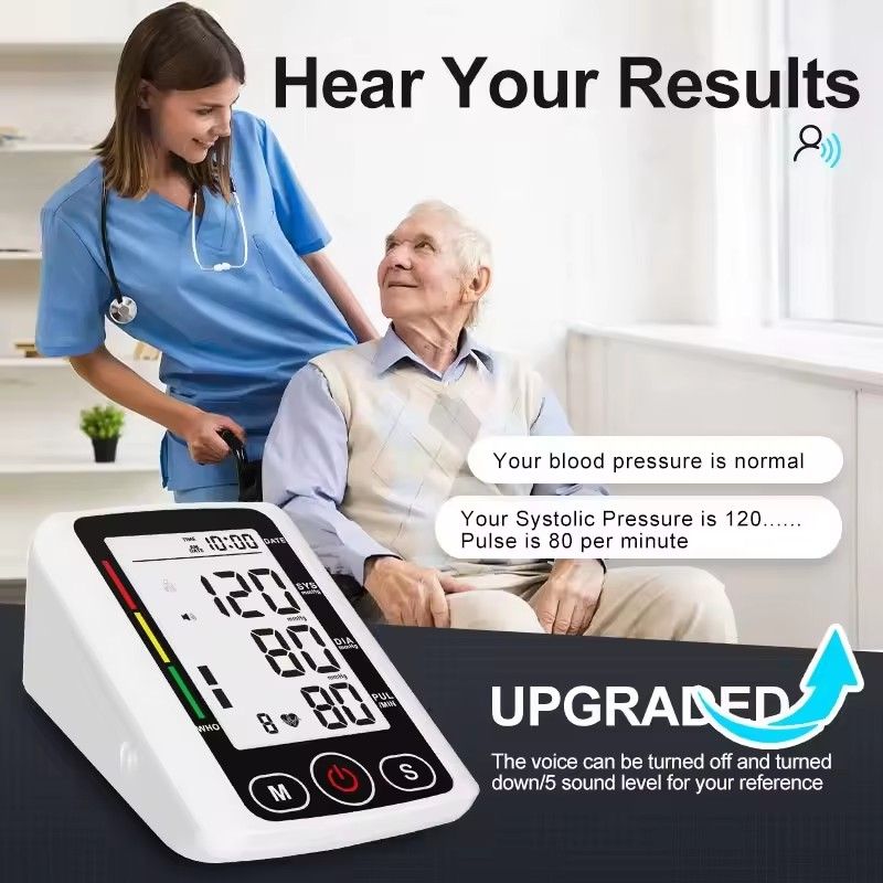 Arm Blood Pressure Monitor LCD Pressure Sensor Monitor BP Automatic Tonometer Digital Tensiometer LED Display Cuff Heart