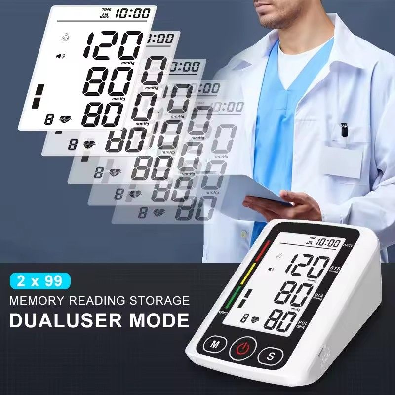 Arm Blood Pressure Monitor LCD Pressure Sensor Monitor BP Automatic Tonometer Digital Tensiometer LED Display Cuff Heart