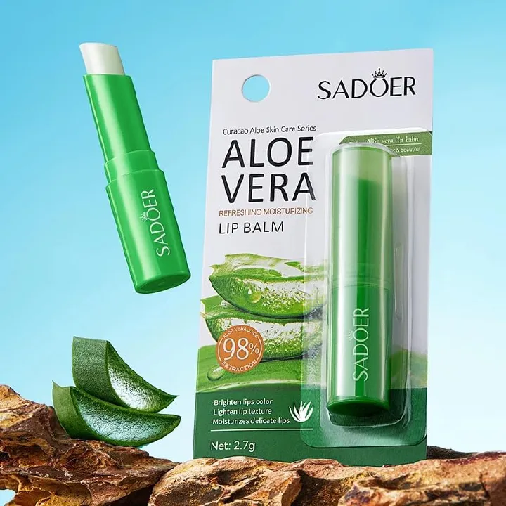 Sadoer 98% Aloe Vera Lip Balm - Hydrating, Moisturizing, Natural, Dry Skin