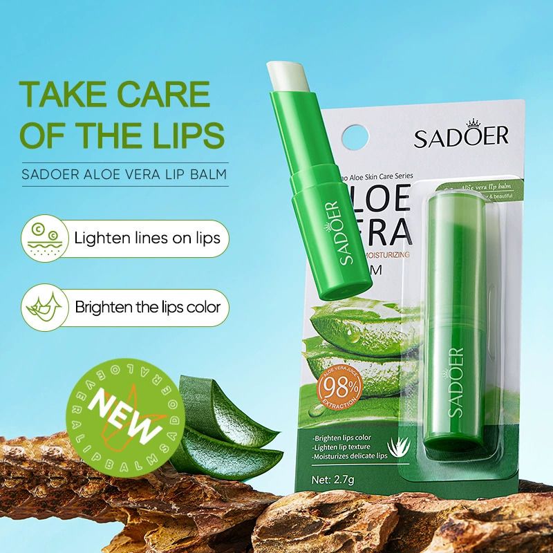 Sadoer 98% Aloe Vera Lip Balm - Hydrating, Moisturizing, Natural, Dry Skin