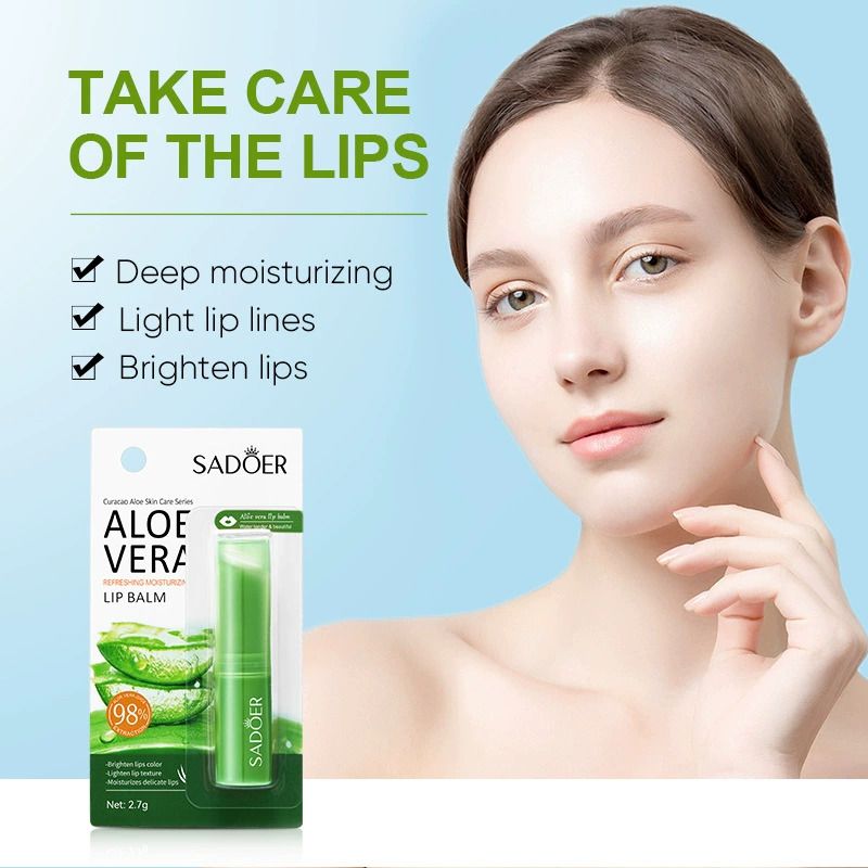 Sadoer 98% Aloe Vera Lip Balm - Hydrating, Moisturizing, Natural, Dry Skin