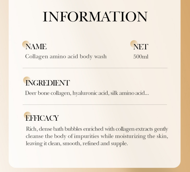 SADOER 500ml Bone Collagen Amino Acid Cleansing Shower Gel Body Wash Nourishing Moisturizing Fragrance Shower Gel Dirt Remove Mites Moisturize  grease control