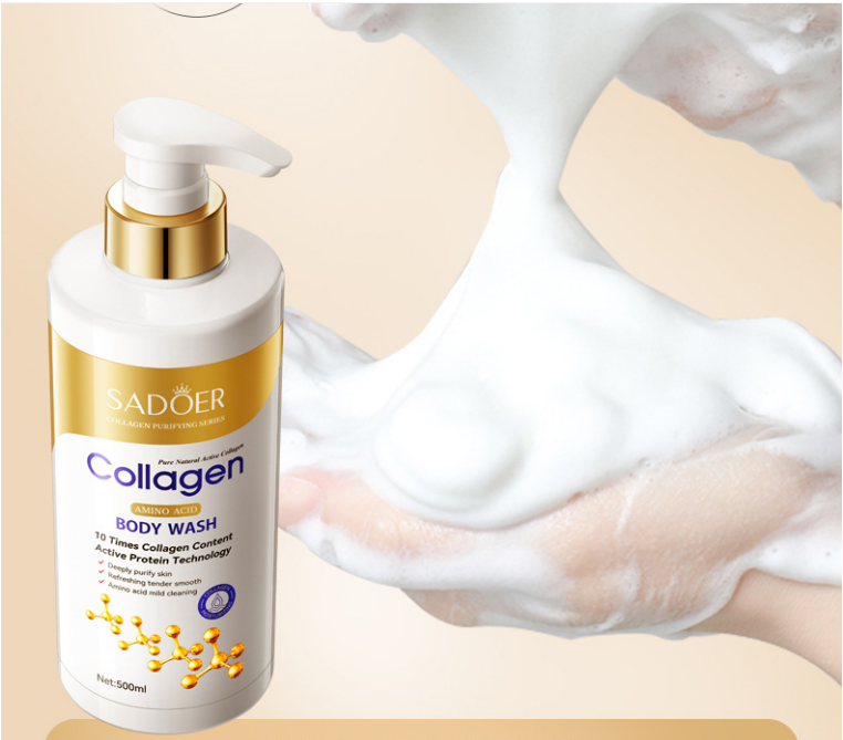 SADOER 500ml Bone Collagen Amino Acid Cleansing Shower Gel Body Wash Nourishing Moisturizing Fragrance Shower Gel Dirt Remove Mites Moisturize  grease control