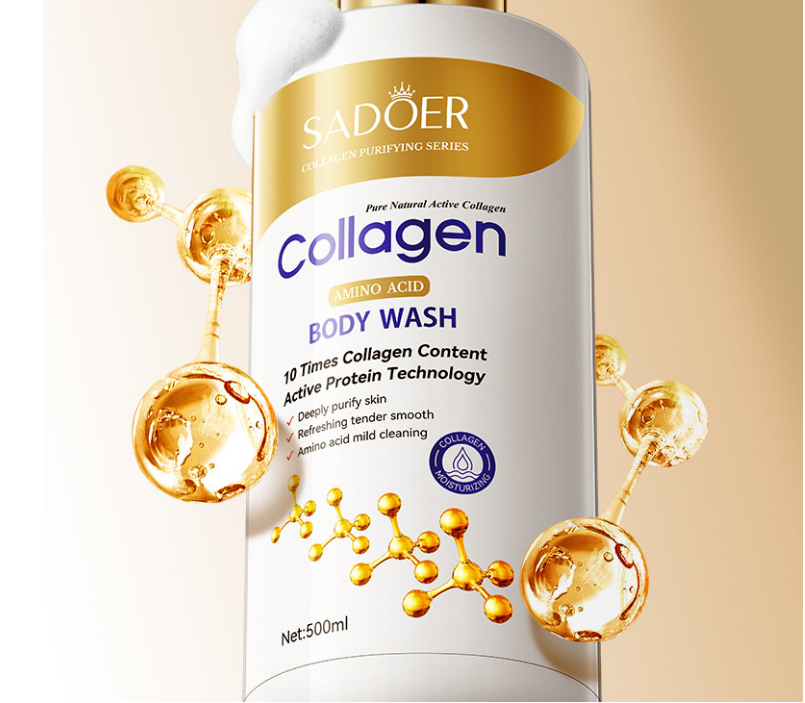 SADOER 500ml Bone Collagen Amino Acid Cleansing Shower Gel Body Wash Nourishing Moisturizing Fragrance Shower Gel Dirt Remove Mites Moisturize  grease control