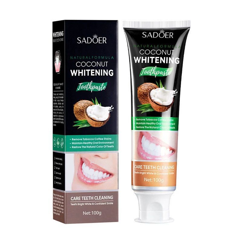 2Pcs Whitening Toothpastes 200g to Remove Tooth Stains, Smoke Stains, Coffee stains, Clean mouth, Keep Fresh Breath, 2PCS= BAMBOO CHARCOAL+ COCONUT