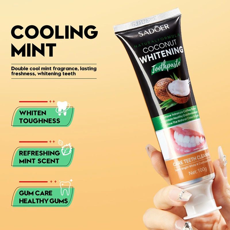 2Pcs Whitening Toothpastes 200g to Remove Tooth Stains, Smoke Stains, Coffee stains, Clean mouth, Keep Fresh Breath, 2PCS= BAMBOO CHARCOAL+ COCONUT