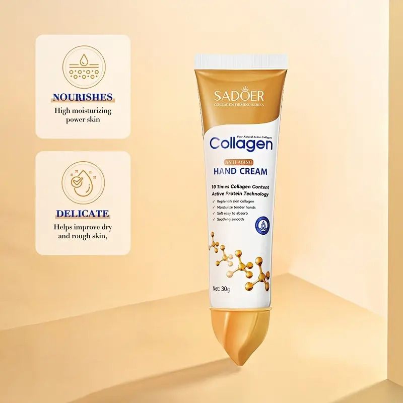 3 Pieces, Collagen Face Serum +  Hand Cream+ Lip Balm for Face Brightening, Anti Wrinkles, Anti Aging, Moisturizing, Fade Dark Marks and Collagen Replenish